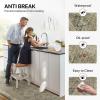 GENIMO Kitchen Mats for Floor 2PCs, Washable Anti Fatigue Mat for Cushioned, 17.3″x47″+17.3″x30″, Waterproof Kitchen Rugs, Non Slip Comfort Standing Mat Rug for Home, Sink, Laundry, Light Green(Tan)