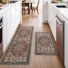 GENIMO Kitchen Mats for Floor 2PCs, Washable Anti Fatigue Mat for Cushioned, 17.3″x47″+17.3″x30″, Waterproof Kitchen Rugs, Non Slip Comfort Standing Mat Rug for Home, Sink, Laundry, Light Green(Bordeaux Red)