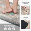 GENIMO Kitchen Mats for Floor 2PCs, Washable Anti Fatigue Mat for Cushioned, 17.3″x47″+17.3″x30″, Waterproof Kitchen Rugs, Non Slip Comfort Standing Mat Rug for Home, Sink, Laundry, Light Green(Blue&salmon)
