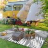 GENIMO Outdoor Rug 5′ x 8′ Waterproof for Patios Clearance, Reversible Plastic Straw Camping Carpet, Large Area Rugs Mats for RV, Picnic, Backyard, Deck, Balcony, Porch, Beach, Grey&White(Grey & White | Waterproof)