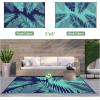 GENIMO Outdoor Rug 5′ x 8′ Waterproof for Patios Clearance, Reversible Plastic Straw Camping Carpet, Large Area Rugs Mats for RV, Picnic, Backyard, Deck, Balcony, Porch, Beach, Grey&White(Navy Blue & Jade Green | Waterproof)