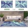 GENIMO Outdoor Rug 5′ x 8′ Waterproof for Patios Clearance, Reversible Plastic Straw Camping Carpet, Large Area Rugs Mats for RV, Picnic, Backyard, Deck, Balcony, Porch, Beach, Grey&White(Royal Blue & Blue Green | Waterproof)