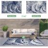 GENIMO Outdoor Rug 5′ x 8′ Waterproof for Patios Clearance, Reversible Plastic Straw Camping Carpet, Large Area Rugs Mats for RV, Picnic, Backyard, Deck, Balcony, Porch, Beach, Grey&White(A.blue & White)
