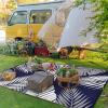 GENIMO Outdoor Rug 5′ x 8′ Waterproof for Patios Clearance, Reversible Plastic Straw Camping Carpet, Large Area Rugs Mats for RV, Picnic, Backyard, Deck, Balcony, Porch, Beach, Grey&White(Navy Blue & White | Waterproof)