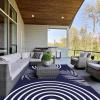 GENIMO Outdoor Rug 5′ x 8′ Waterproof for Patios Clearance, Reversible Plastic Straw Camping Carpet, Large Area Rugs Mats for RV, Picnic, Backyard, Deck, Balcony, Porch, Beach, Grey&White(Mix-blue & White)