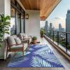 GENIMO Outdoor Rug 5′ x 8′ Waterproof for Patios Clearance, Reversible Plastic Straw Camping Carpet, Large Area Rugs Mats for RV, Picnic, Backyard, Deck, Balcony, Porch, Beach, Grey&White(Royal Blue & Blue Green | Waterproof)