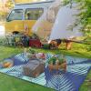 GENIMO Outdoor Rug 5′ x 8′ Waterproof for Patios Clearance, Reversible Plastic Straw Camping Carpet, Large Area Rugs Mats for RV, Picnic, Backyard, Deck, Balcony, Porch, Beach, Grey&White(Royal Blue & Blue Green | Waterproof)