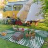 GENIMO Outdoor Rug 5′ x 8′ Waterproof for Patios Clearance, Reversible Plastic Straw Camping Carpet, Large Area Rugs Mats for RV, Picnic, Backyard, Deck, Balcony, Porch, Beach, Grey&White(Green & Grey | Waterproof)