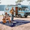 GENIMO Outdoor Rug 5′ x 8′ Waterproof for Patios Clearance, Reversible Plastic Straw Camping Carpet, Large Area Rugs Mats for RV, Picnic, Backyard, Deck, Balcony, Porch, Beach, Grey&White(Mix-blue & White)