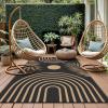 GENIMO Outdoor Rug 5′ x 8′ Waterproof for Patios Clearance, Reversible Plastic Straw Camping Carpet, Large Area Rugs Mats for RV, Picnic, Backyard, Deck, Balcony, Porch, Beach, Grey&White(Mix-black & Brown)