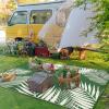 GENIMO Outdoor Rug 5′ x 8′ Waterproof for Patios Clearance, Reversible Plastic Straw Camping Carpet, Large Area Rugs Mats for RV, Picnic, Backyard, Deck, Balcony, Porch, Beach, Grey&White(Darkgreen & White | Waterproof)