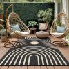 GENIMO Outdoor Rug 5′ x 8′ Waterproof for Patios Clearance, Reversible Plastic Straw Camping Carpet, Large Area Rugs Mats for RV, Picnic, Backyard, Deck, Balcony, Porch, Beach, Grey&White(Mix-black & Beige)