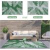 GENIMO Outdoor Rug 5′ x 8′ Waterproof for Patios Clearance, Reversible Plastic Straw Camping Carpet, Large Area Rugs Mats for RV, Picnic, Backyard, Deck, Balcony, Porch, Beach, Grey&White(Green & Grey | Waterproof)