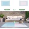 GENIMO Outdoor Rug Waterproof 6′ x 9′ for Patio, Foldable Reversible Plastic Straw Carpet for Travel Trailers, Outside Area Mat for Rv, Deck, Picnic, Porch, Camper, Balcony, Beach, Baby Blue & Pink