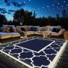 GENIMO 5′ x 8′ Outdoor Rug Waterproof for Patio Decor, Foldable Reversible Plastic Straw Area Rugs Mat for Camper, Outside Carpet for Rv, Deck, Porch, Picnic, Beach, Balcony, Blue & White(Blue& White | Led)
