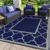 GENIMO 5′ x 8′ Outdoor Rug Waterproof for Patio Decor, Foldable Reversible Plastic Straw Area Rugs Mat for Camper, Outside Carpet for Rv, Deck, Porch, Picnic, Beach, Balcony, Blue & White(Blue & Grey)