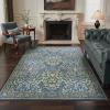 imageGENIMO 6x9 Washable Area Rug NonSlip Vintage Boho Floral Carpet Soft LowPile Thin Living Room Rug for Bedroom Dining Room Nursery Dark GreenDark Blue