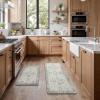 GENIMO Kitchen Mats for Floor 2PCs, Washable Anti Fatigue Mat for Cushioned, 17.3″x47″+17.3″x30″, Waterproof Kitchen Rugs, Non Slip Comfort Standing Mat Rug for Home, Sink, Laundry, Light Green(Stone Gray)