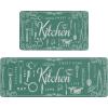 GENIMO Kitchen Mats for Floor 2PCs, Washable Anti Fatigue Mat for Cushioned, 17.3″x47″+17.3″x30″, Waterproof Kitchen Rugs, Non Slip Comfort Standing Mat Rug for Home, Sink, Laundry, Light Green(Ktchen&green)