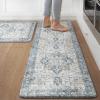 GENIMO Kitchen Mats for Floor 2PCs, Washable Anti Fatigue Mat for Cushioned, 17.3″x47″+17.3″x30″, Waterproof Kitchen Rugs, Non Slip Comfort Standing Mat Rug for Home, Sink, Laundry, Light Green(Light Blue)