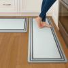GENIMO Kitchen Mats for Floor 2PCs, Washable Anti Fatigue Mat for Cushioned, 17.3″x47″+17.3″x30″, Waterproof Kitchen Rugs, Non Slip Comfort Standing Mat Rug for Home, Sink, Laundry, Light Green(Light Grey)