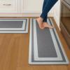 GENIMO Kitchen Mats for Floor 2PCs, Washable Anti Fatigue Mat for Cushioned, 17.3″x47″+17.3″x30″, Waterproof Kitchen Rugs, Non Slip Comfort Standing Mat Rug for Home, Sink, Laundry, Light Green(Dark Grey)