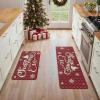 GENIMO Kitchen Mats for Floor 2PCs, Washable Anti Fatigue Mat for Cushioned, 17.3″x47″+17.3″x30″, Waterproof Kitchen Rugs, Non Slip Comfort Standing Mat Rug for Home, Sink, Laundry, Light Green(Red White)