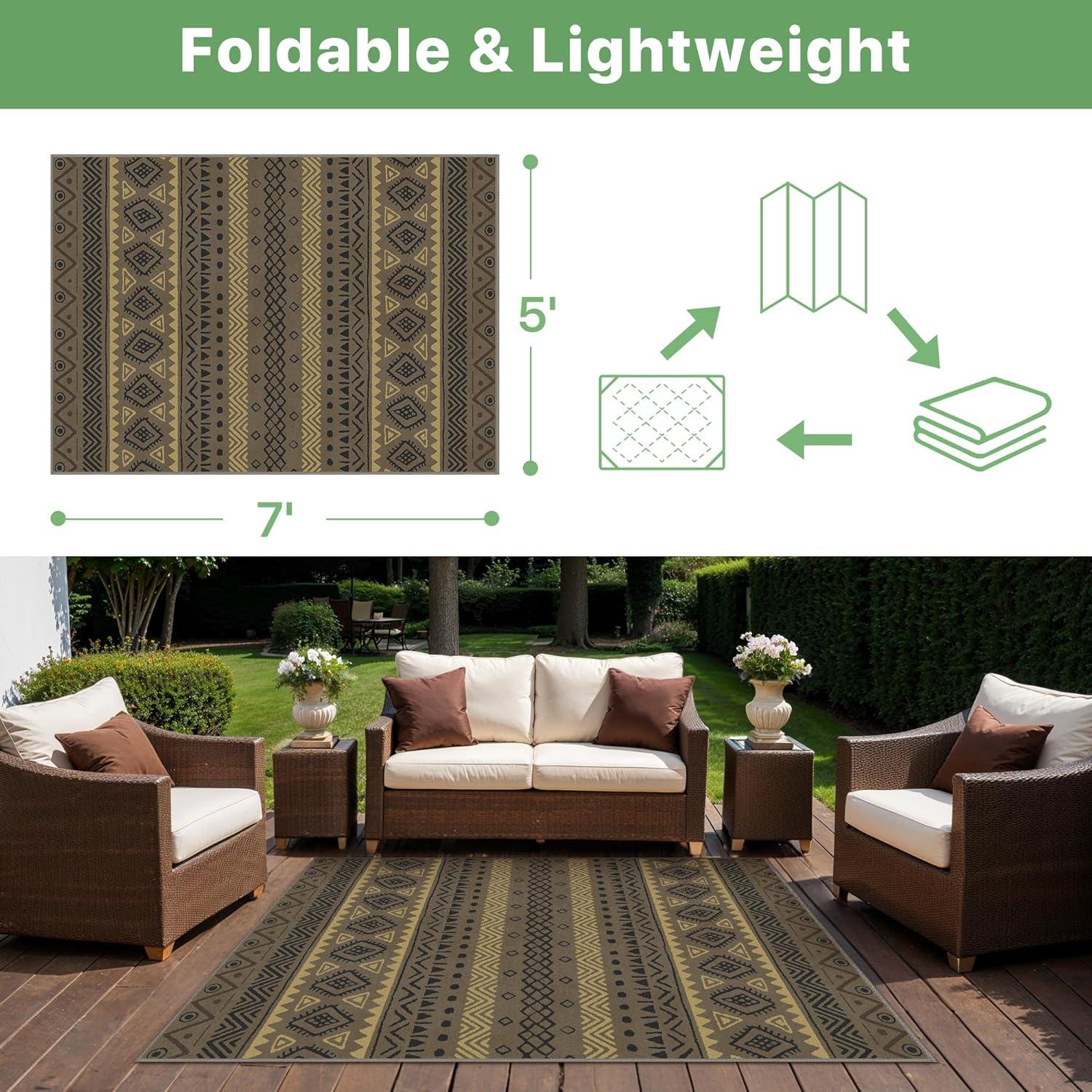 imageGENIMO Outdoor Rug for Patio Clearance9x18 Waterproof MatReversible Plastic Camping RugsRvPorchDeckCamperBalconyBackyardBlack ampamp GrayCoffeebeigew