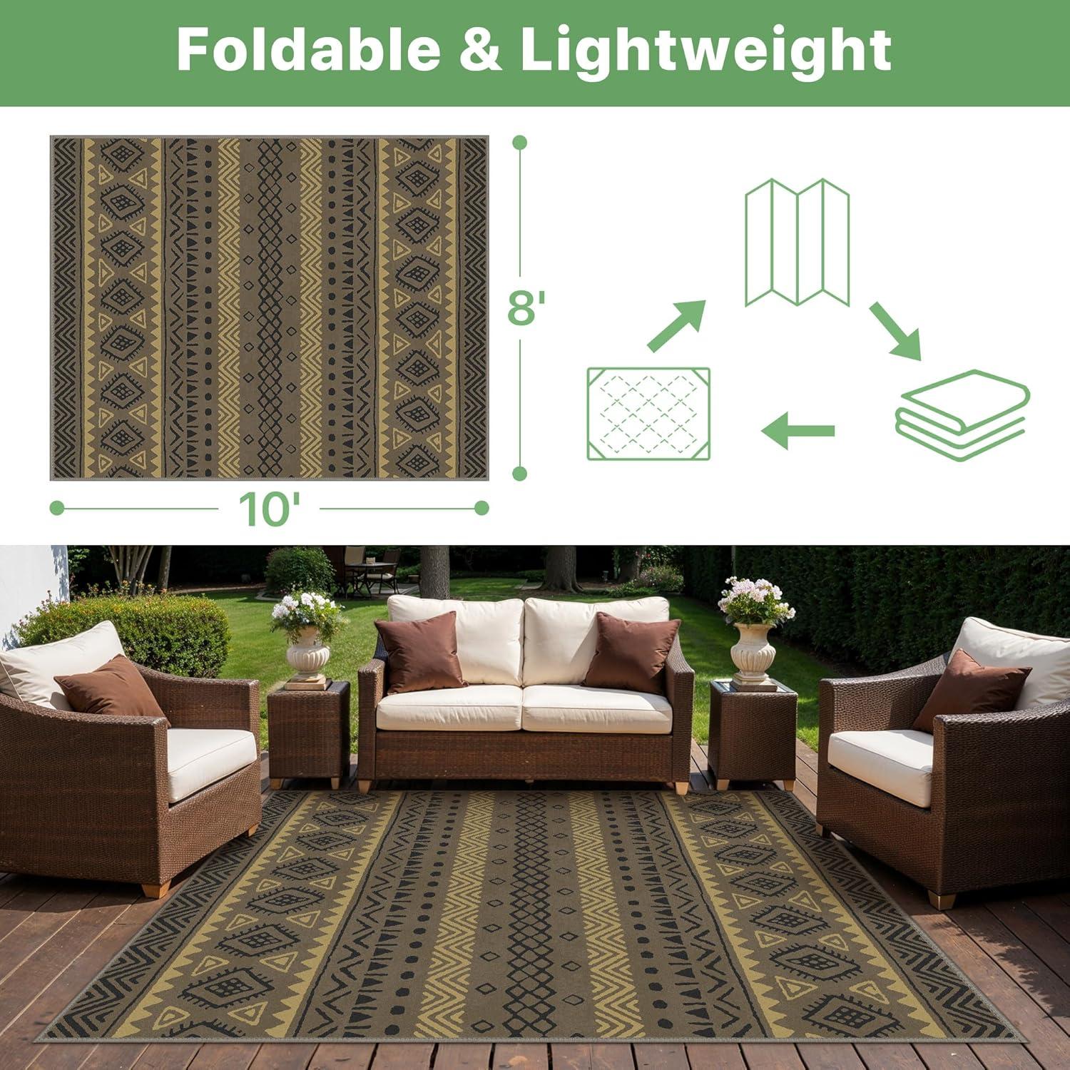 imageGENIMO Outdoor Rug for Patio Clearance9x18 Waterproof MatReversible Plastic Camping RugsRvPorchDeckCamperBalconyBackyardBlack ampamp GrayCoffeebeigew