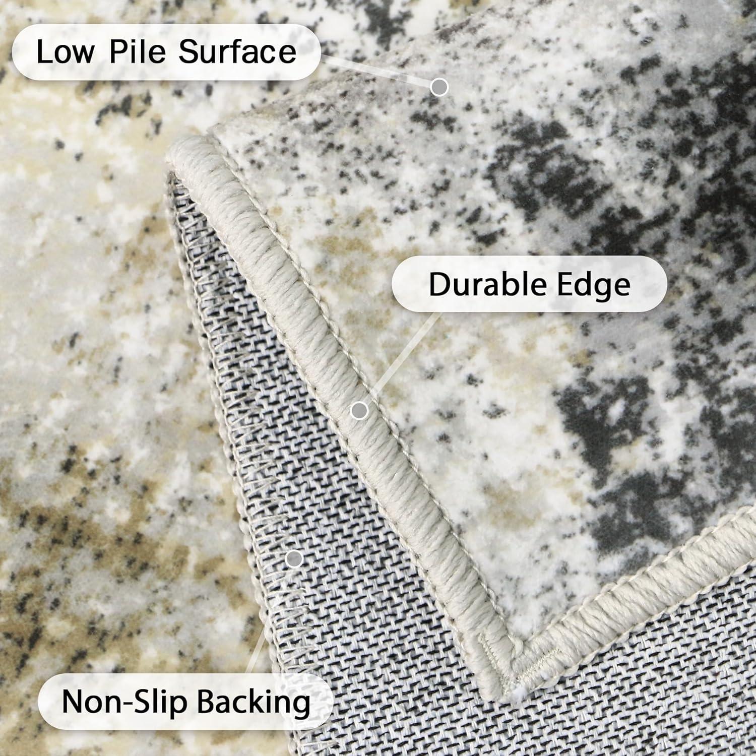 imageGENIMO Washable Area Rugs for Living Room 8x10 Modern Non Slip Rugs Low Pile Lightweight Soft Print Rug for Bedroom Dining Room Home Office Washed Livid