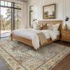 GENIMO 8×10 Area Rugs for Living Room, Machine Washable Non Slip Vintage Retro Rugs, Low Pile Lightweight Chenille Print Rug for Bedroom, Dining Room, Home Office,Floral Blossom