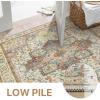 GENIMO 8×10 Area Rugs for Living Room, Machine Washable Non Slip Vintage Retro Rugs, Low Pile Lightweight Chenille Print Rug for Bedroom, Dining Room, Home Office,Floral Blossom