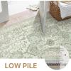 GENIMO 8×10 Area Rugs for Living Room, Machine Washable Non Slip Vintage Rugs, Low Pile Lightweight Chenille Print Rug for Bedroom, Dining Room, Home Office, Oat Light