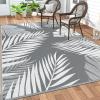 GENIMO Outdoor Rug Waterproof for Patio Decor, 5’x8′ Reversible Plastic Straw Rug Carpet, Camping Mats for Outdoor, RV, Backyard, Deck, Balcony, Picnic, Blue & White(Mix-grey & White)