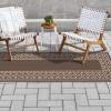 GENIMO Outdoor Rug Waterproof for Patio Decor, 5’x8′ Reversible Plastic Straw Rug Carpet, Camping Mats for Outdoor, RV, Backyard, Deck, Balcony, Picnic, Blue & White(Coffee & Beige | Natural)