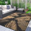 GENIMO Outdoor Rug Waterproof for Patio Decor, 5’x8′ Reversible Plastic Straw Rug Carpet, Camping Mats for Outdoor, RV, Backyard, Deck, Balcony, Picnic, Blue & White(Mix-black & Brown)