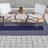 GENIMO Outdoor Rug Waterproof for Patio Decor, 5’x8′ Reversible Plastic Straw Rug Carpet, Camping Mats for Outdoor, RV, Backyard, Deck, Balcony, Picnic, Blue & White(Navy Blue & White | Natural)
