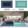 GENIMO Outdoor Rug Waterproof for Patio Decor, 5’x8′ Reversible Plastic Straw Rug Carpet, Camping Mats for Outdoor, RV, Backyard, Deck, Balcony, Picnic, Blue & White(Navy Blue & Jade Green | Natural)