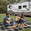 GENIMO Outdoor Rug for Patio Clearance,9’x18′ Waterproof Mat,Reversible Plastic Camping Rugs,Rv,Porch,Deck,Camper,Balcony,Backyard,Black & Gray(Black & Beige-c)