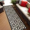 GENIMO Outdoor Rug for Patio Clearance,9’x18′ Waterproof Mat,Reversible Plastic Camping Rugs,Rv,Porch,Deck,Camper,Balcony,Backyard,Black & Gray(Black&beige)