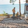 GENIMO Outdoor Rug for Patio Clearance,9’x18′ Waterproof Mat,Reversible Plastic Camping Rugs,Rv,Porch,Deck,Camper,Balcony,Backyard,Black & Gray(Black&white)