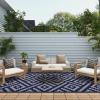 GENIMO Outdoor Rug for Patio Clearance,9’x18′ Waterproof Mat,Reversible Plastic Camping Rugs,Rv,Porch,Deck,Camper,Balcony,Backyard,Black & Gray(Blue&grey)
