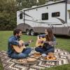 GENIMO Outdoor Rug for Patio Clearance,9’x18′ Waterproof Mat,Reversible Plastic Camping Rugs,Rv,Porch,Deck,Camper,Balcony,Backyard,Black & Gray(Coffee)