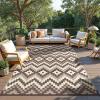 GENIMO Outdoor Rug for Patio Clearance,9’x18′ Waterproof Mat,Reversible Plastic Camping Rugs,Rv,Porch,Deck,Camper,Balcony,Backyard,Black & Gray(Coffee)