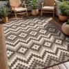 GENIMO Outdoor Rug for Patio Clearance,9’x18′ Waterproof Mat,Reversible Plastic Camping Rugs,Rv,Porch,Deck,Camper,Balcony,Backyard,Black & Gray(Coffee)