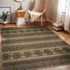 GENIMO Outdoor Rug for Patio Clearance,9’x18′ Waterproof Mat,Reversible Plastic Camping Rugs,Rv,Porch,Deck,Camper,Balcony,Backyard,Black & Gray(Coffeebeige-w)