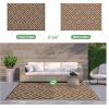 GENIMO Outdoor Rug for Patio Clearance,9’x18′ Waterproof Mat,Reversible Plastic Camping Rugs,Rv,Porch,Deck,Camper,Balcony,Backyard,Black & Gray(Coffee&brown)