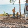GENIMO Outdoor Rug for Patio Clearance,9’x18′ Waterproof Mat,Reversible Plastic Camping Rugs,Rv,Porch,Deck,Camper,Balcony,Backyard,Black & Gray(Coffee&brown)