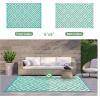 GENIMO Outdoor Rug for Patio Clearance,9’x18′ Waterproof Mat,Reversible Plastic Camping Rugs,Rv,Porch,Deck,Camper,Balcony,Backyard,Black & Gray(Lakegreen&beigewhite)