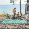 GENIMO Outdoor Rug for Patio Clearance,9’x18′ Waterproof Mat,Reversible Plastic Camping Rugs,Rv,Porch,Deck,Camper,Balcony,Backyard,Black & Gray(Lakegreen&beigewhite)
